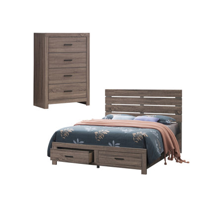 Graysie Barrel Oak 2-Piece Bedroom Set with Chest