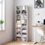 Bibliothèque étroite en bois à 8 niveaux avec tablettes réglables, armoire de rangement mince pour petits espaces - Blanc