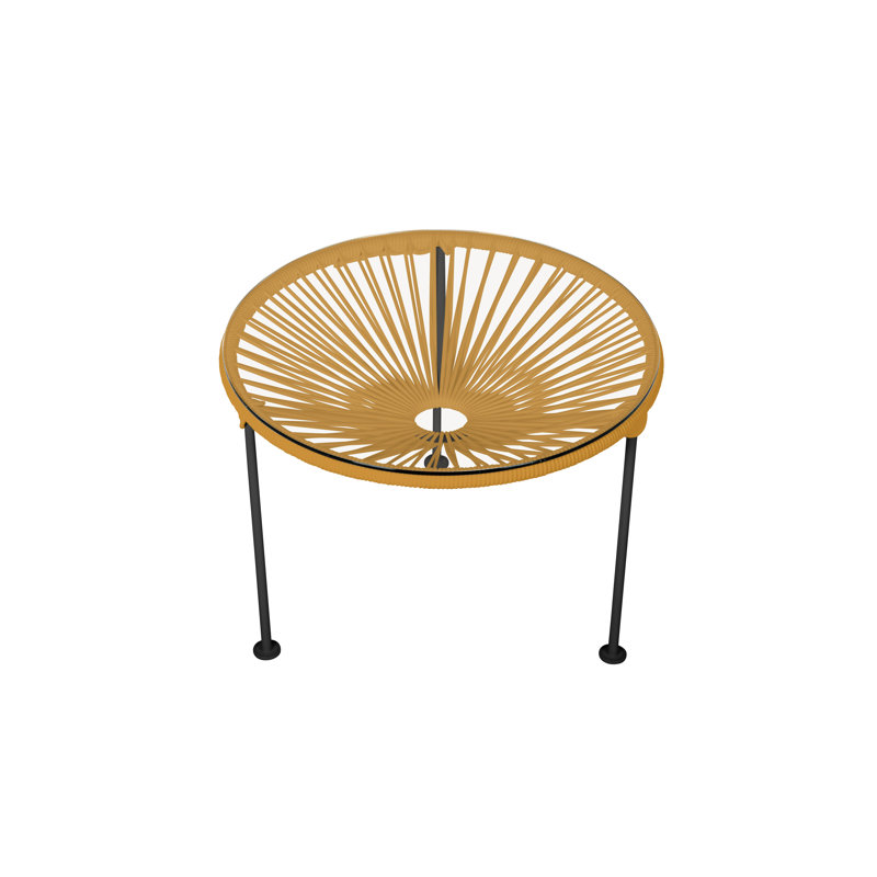 Zicatela Indoor Handmade Coffee Table, Black, Caramel