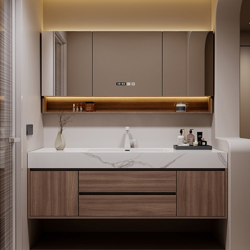 Armoire de salle de bain de style américain, H 21,7 po x l 59 po x P 19,7 po, Brun
