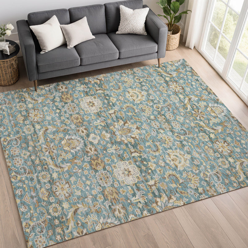 Tapis lavable à la machine intérieur / extérieur ACN2485, Sarcelle, 2 pi 6 po x 3 pi 10 po