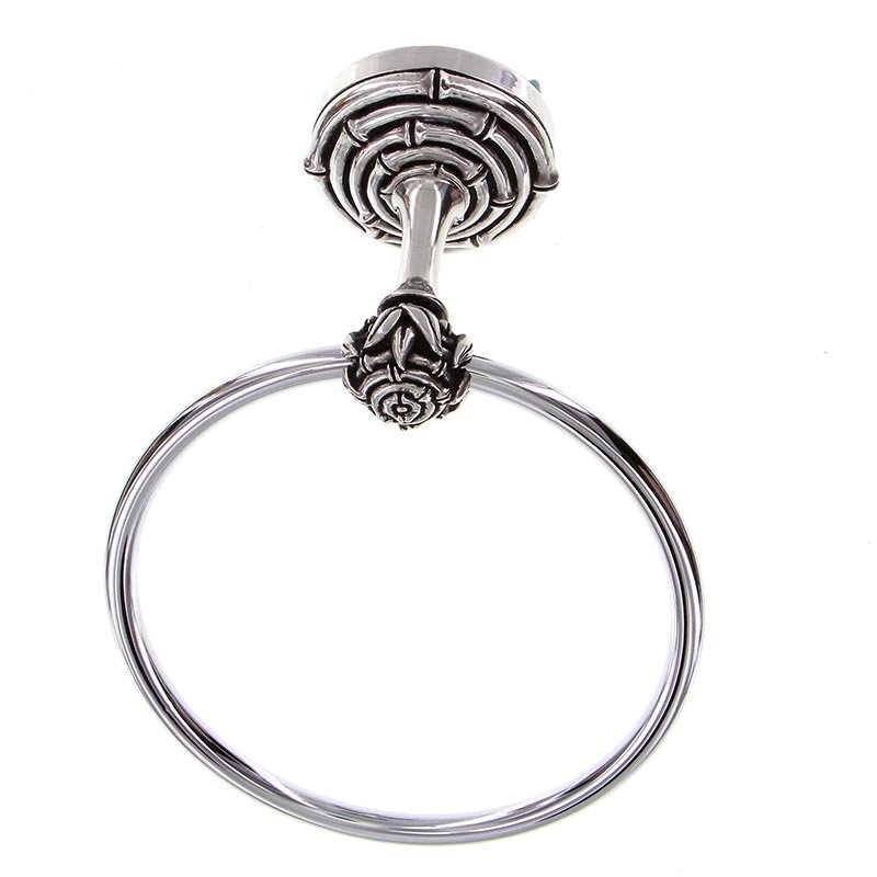 Palmaria Wall Mounted Towel Ring, Antique Silver