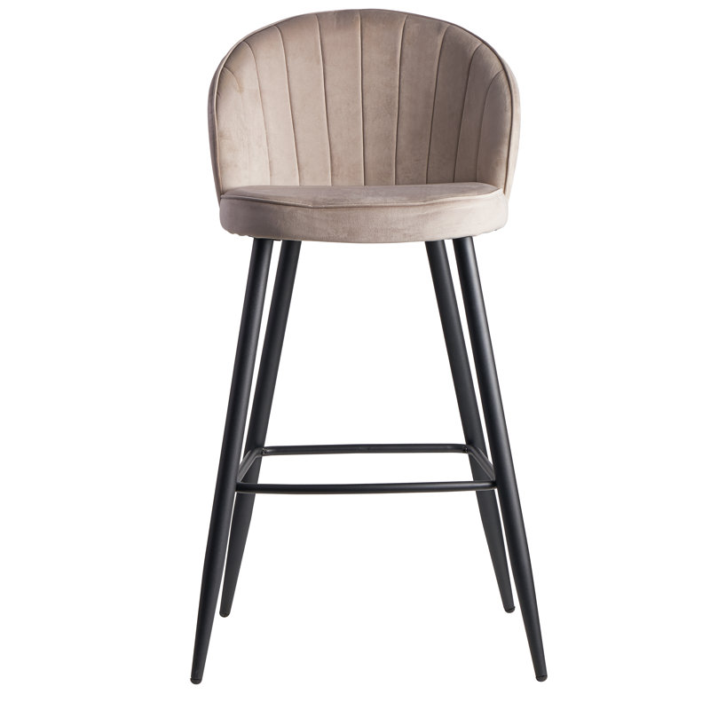 Banneker Upholstered Counter Stool with Metal Frame, Beige