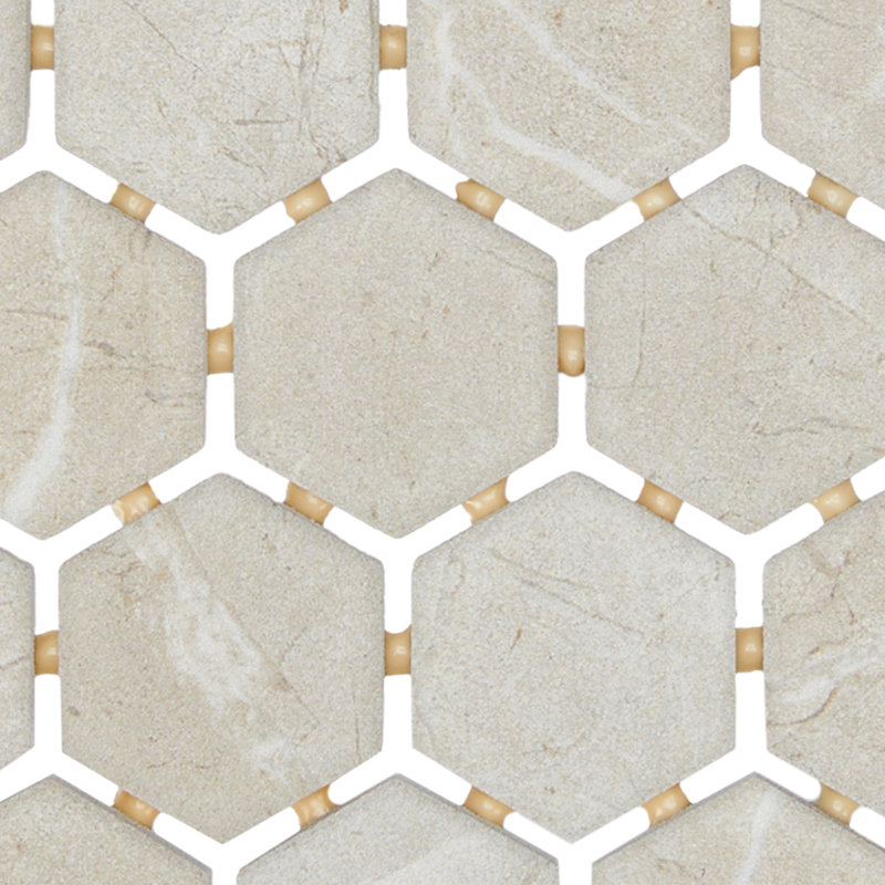 Perpetuo 1.5" Porcelain Hexagon Wall Mosaic  (9.72 sqft per carton), Elegant Beige