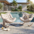 Chaise berçante d'extérieur en métal avec coussins (ensemble de 2)