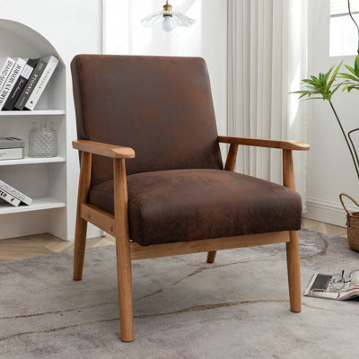 Chaise avec accoudoirs de style moderne Mid-Century de 25,38 po de largeur
