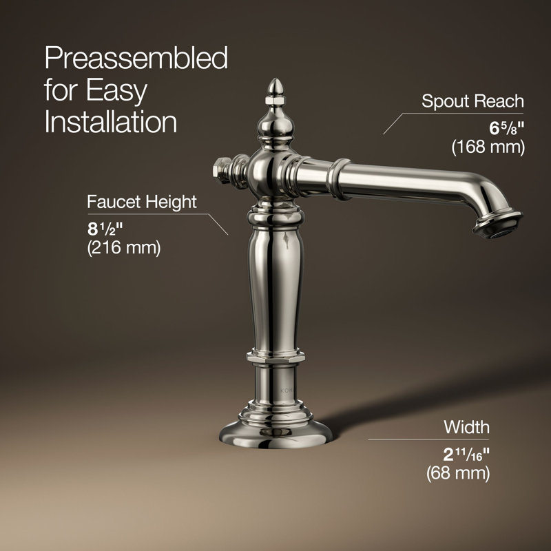 Robinet de salle de bain à large entraxe avec bonde Artifacts®, Nickel poli éclatant