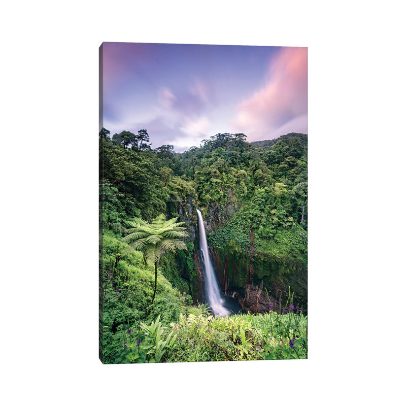 Waterfall At Sunset, Costa Rica by Matteo Colombo - Wrapped Canvas Print, 20.32 cm H x 30.48 cm W
