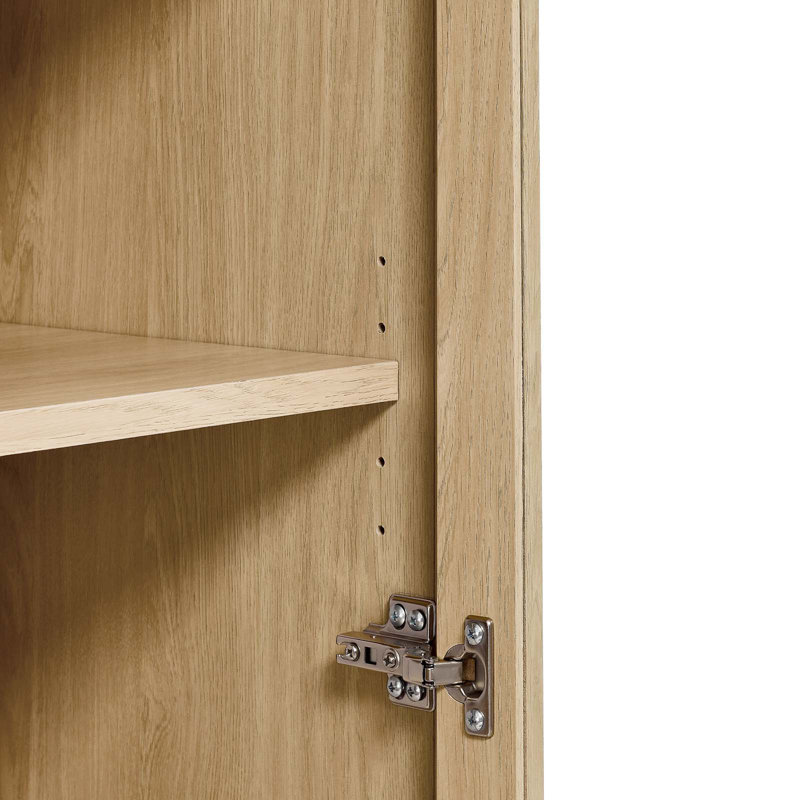 Tessa Tall Oak Arched Storage Display Cabinet with Glass Doors