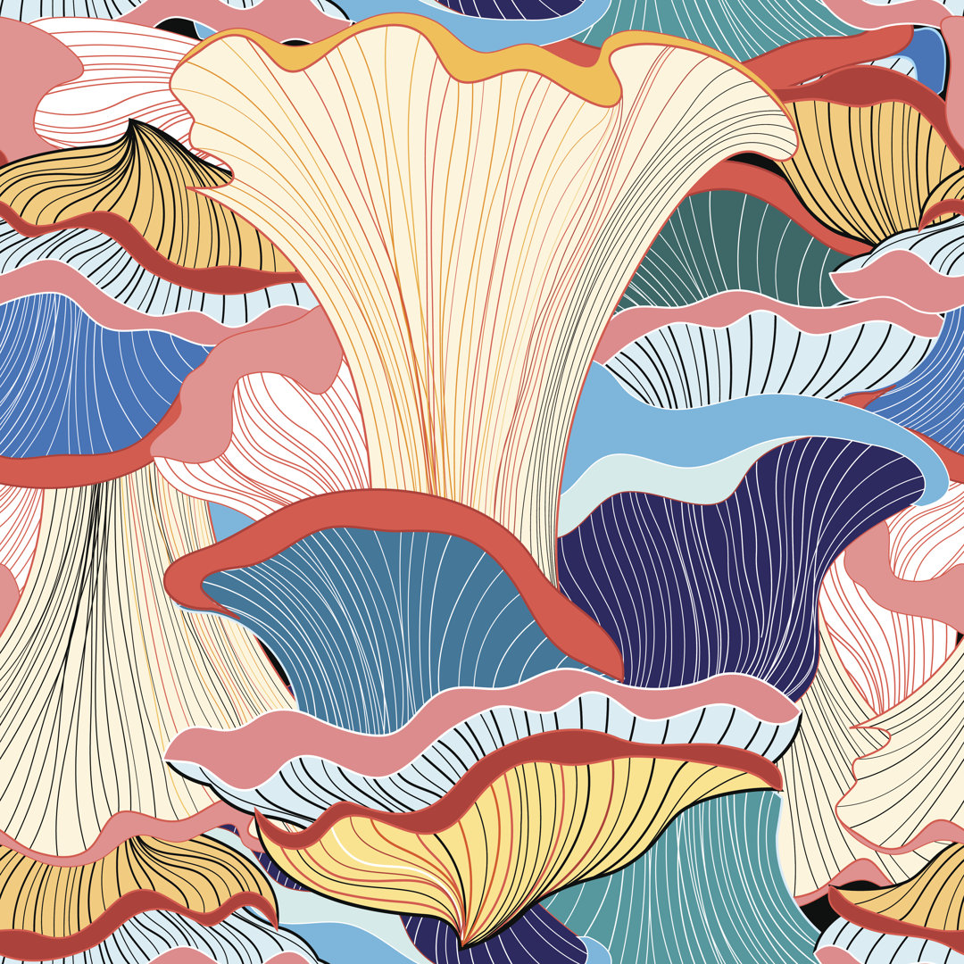 Pattern with Mushrooms von Tanor - Grafik auf Leinwand