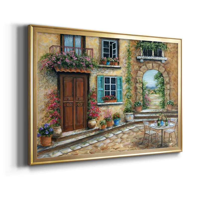 Cour toscane - reproduction de cadre photo, Or, H 30,5 po x l 42,5 po x P 1 po
