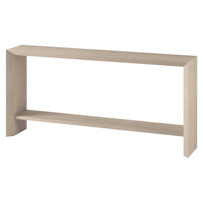 Osman Rectangular Console Table in Antiqued Grey Oak, 30" H x 64" W x 11.63" D, White
