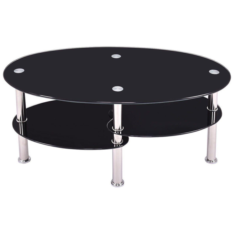 Glass Top Single Coffee Table, Black