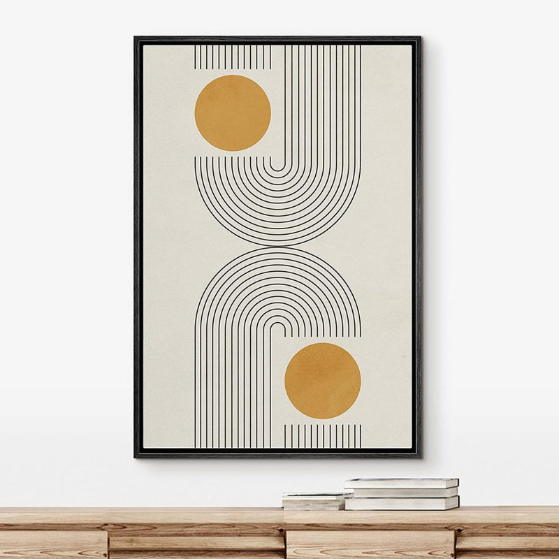 Black and Yellow Geometric Abstract Framed Canvas Print