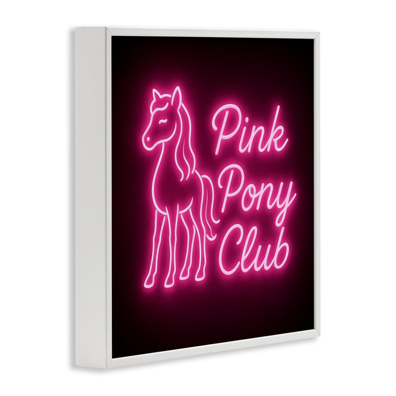 Giclée encadrée rose poney club néon, design par Grotto Studios, Giclée encadrée blanc bord de mer, H 24 po x l 24 po