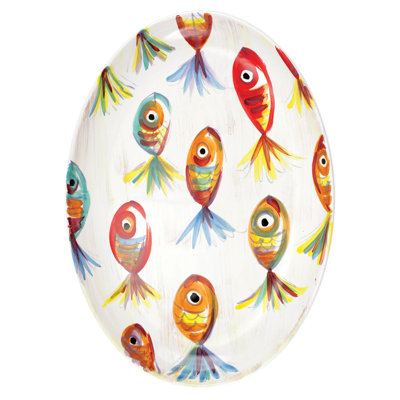 VIETRI Pesci Colorati Terra Bianca Platter