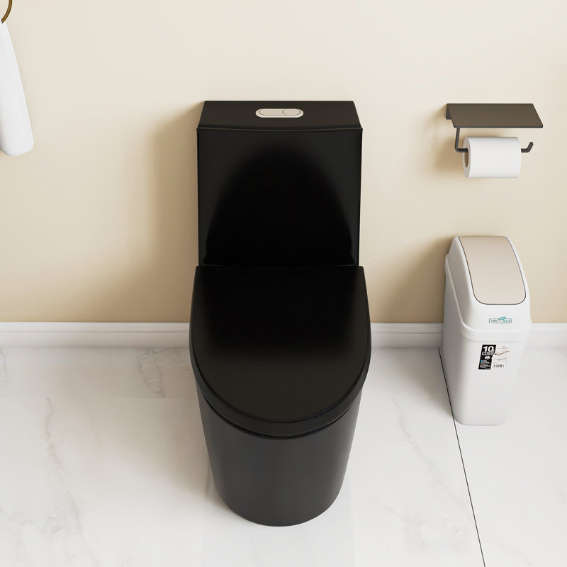 One Piece Toilet,1.1/1.60 GPF Dual-Flush ，Water-Saving Elongated Comfort Height Floor Mounted, Soft Close Seat, 1000 Gram Map Flushing Score Toilet, Matte Black 24T01-MB
