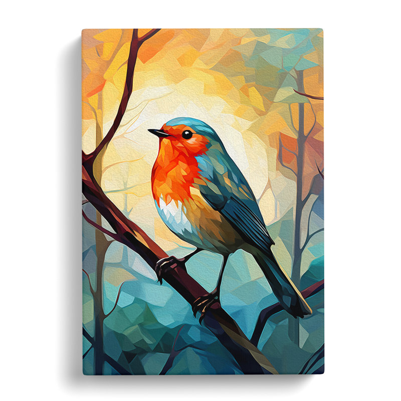Robin Bird Cubism - No Frame Print, 76cm H x 50cm W x 3cm D