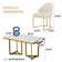 Markhi Modern White Faux Marble Dining Table with Double Pedestals Base Pre-Assembly