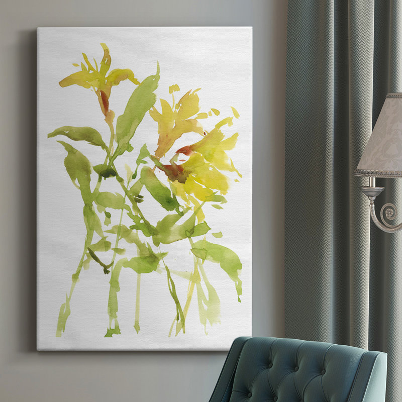 Aquarelle de lys I - Art sur toile tendue, H 18 po x l 12 po x P 1 po