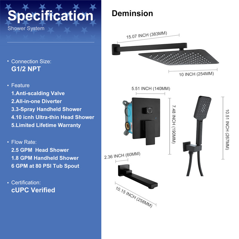 All-In-One Kit with Rough in-Valve, Black