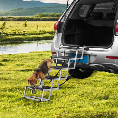 Dog Stair for Cars 5-step Folding Dog Steps Aluminum Loads up to 150 lbs