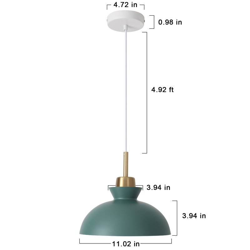 Luminaire suspendu simple à 1 lumière Gibran, Vert