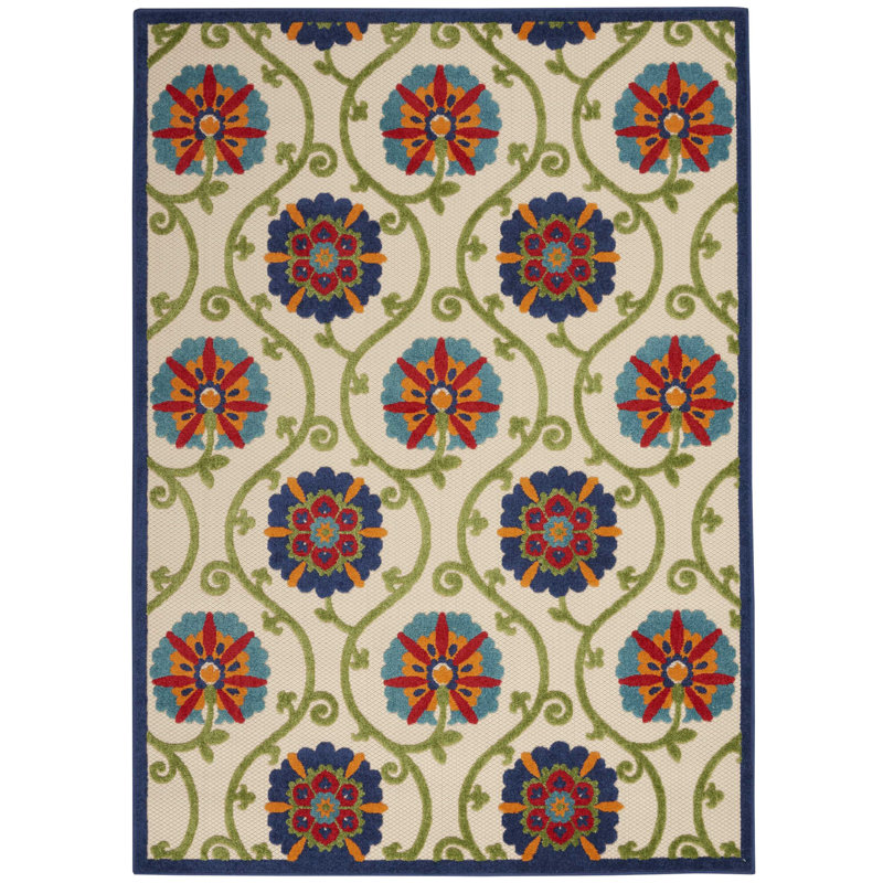 Floral Indoor / Outdoor Area Rug, Rectangle 107 x 168cm