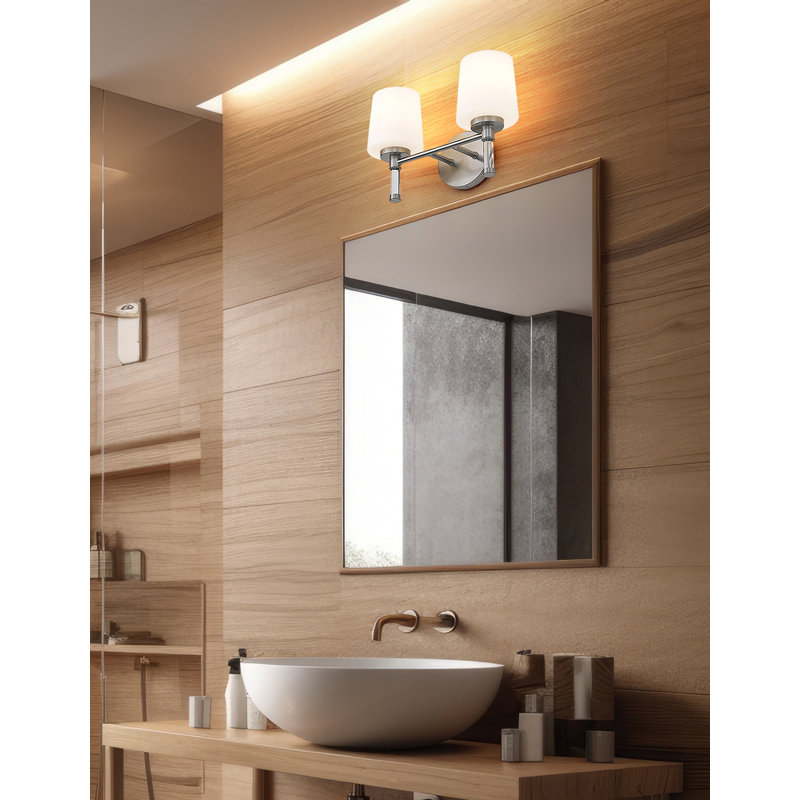 Meuble-lavabo 2 lumières Henri 14 po Nickel brossé, Nickel brossé