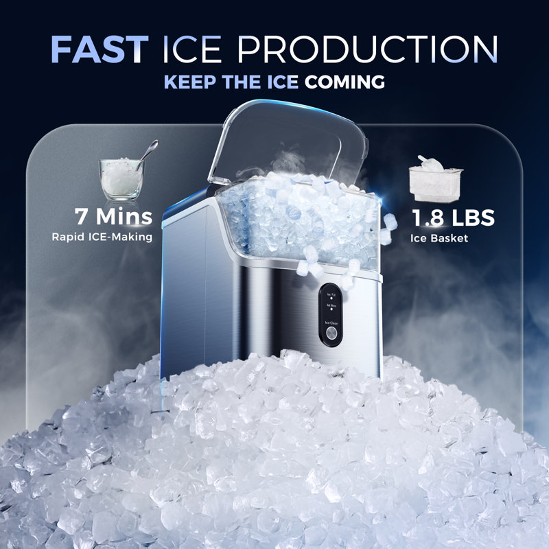 Simzlife 35 Lbs. Daily Production Nugget Stainless Steel Kitchen Countertop Ice Makers, Chewable Ice Maker Machine for Camping and Party