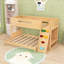 Lit superposé en bois avec tablettes, garde-robe ouverte, garde-corps et dispositif d'escalade-1068831758-1068831759
