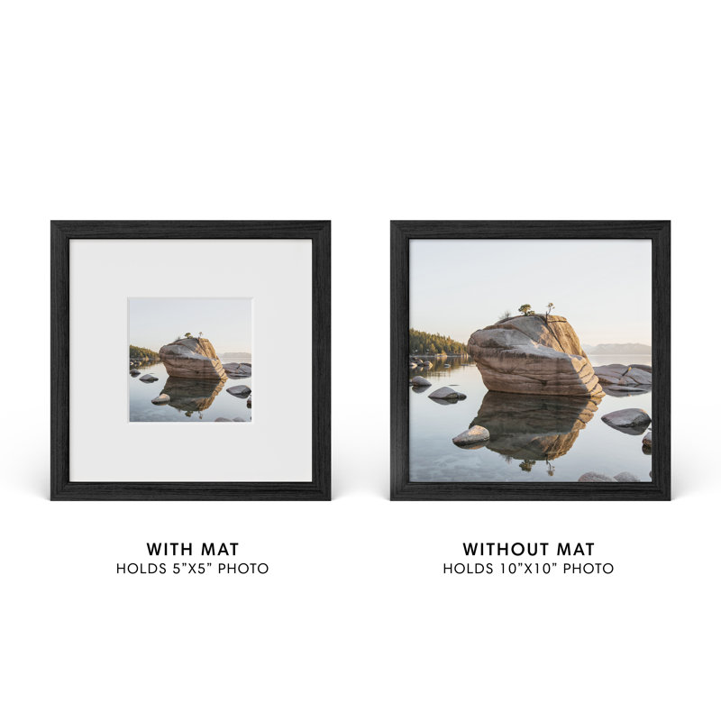 Cadre photo en bois massif avec verre, Noir, L 10 po x H 10 po