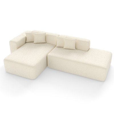 106" Lambswool Sectional Sofa With Chaise, L Shape, No Assembly Required by Wrought Studio