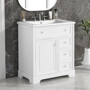 Meuble-lavabo moderne avec comptoir, deux tiroirs et porte