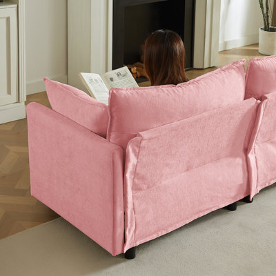 Canapé modulaire modulaire, ensemble de canapé en forme de L de 110 pouces pour le salon, canapé à 3 places confortable avec repose-pieds mobile, combinaison de bricolage, chenille