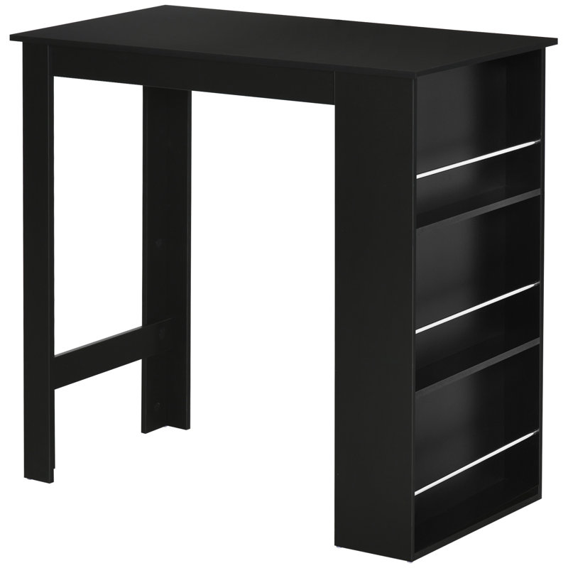  Table de salle à manger à hauteur de comptoir avec 3 tablettes de rangement Homcom, Noir