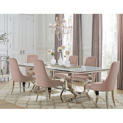 Table & 4 Velvet Side Chairs