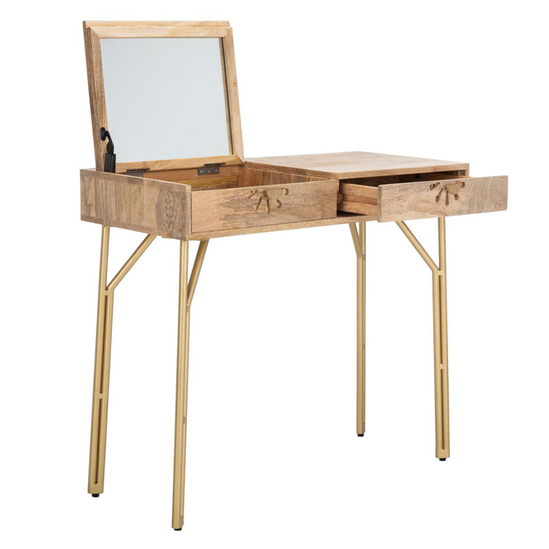 Coiffeuse en bois massif avec miroir Ava