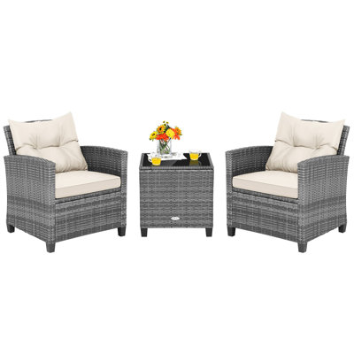 Wicker 2 - Person Garden Lounge Set with Cushions