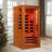 Single-Person Indoor Sauna Cabin Featuring LED Lighting, Bluetooth Connectivity, And Full-Spectrum Infrared Technology, Crafted From Premium Okoumé Wood.