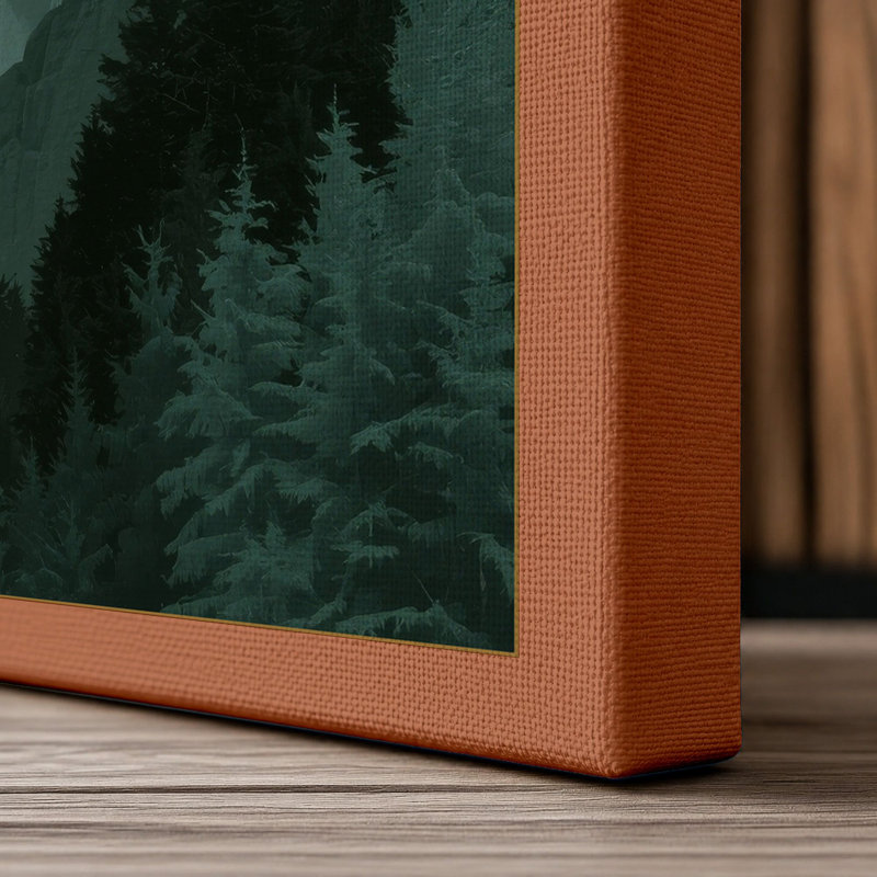 Misty Mountain Layers Scandinavian - Wrapped Canvas, 30x20 - 76.2 x 50.8 cm, Terracotta Border