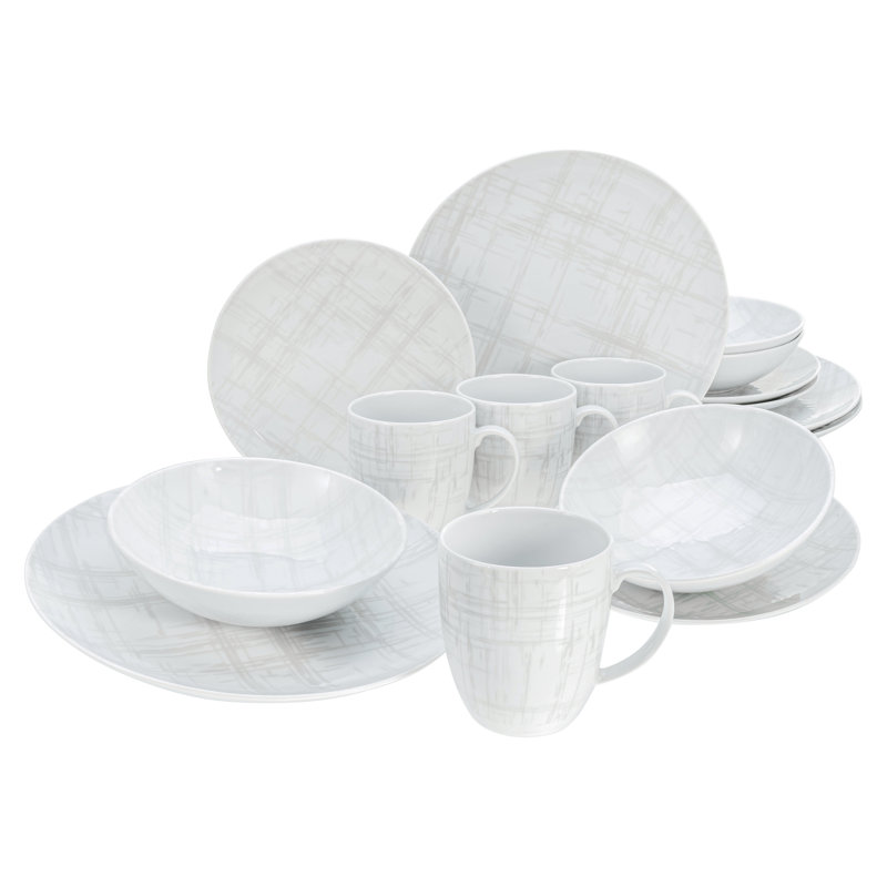 Shabby Chic Porcelain China Dinnerware Set 16 Piece - Service for 4
