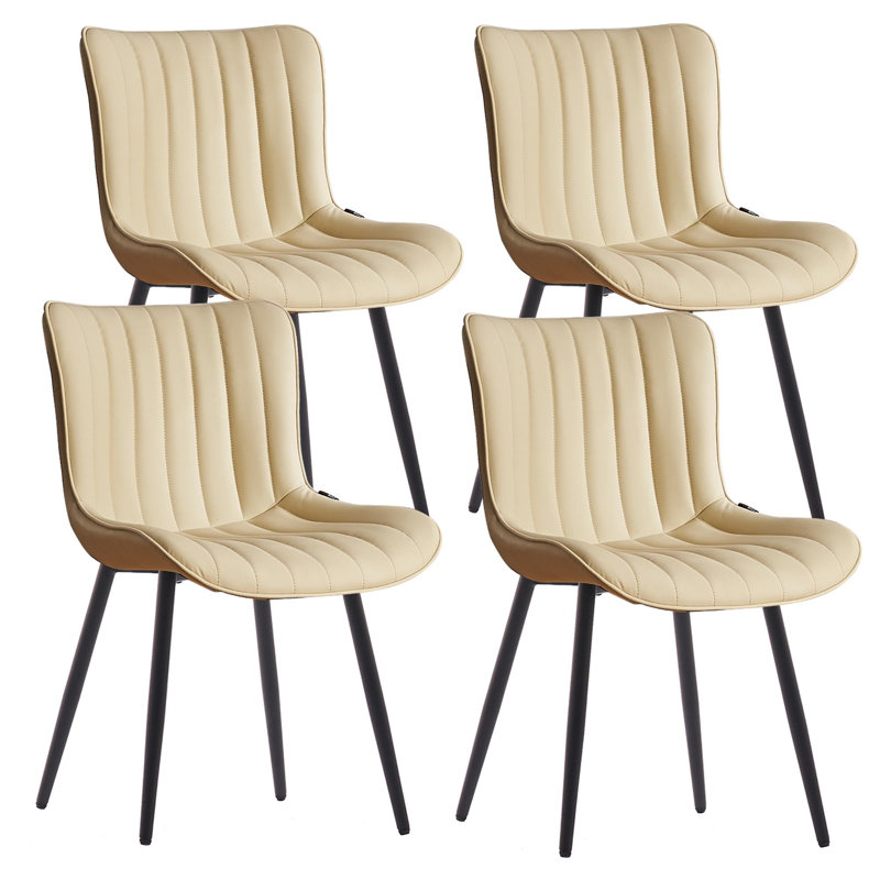 Chaises de salle à manger rembourrées en similicuir Heitger, Beige