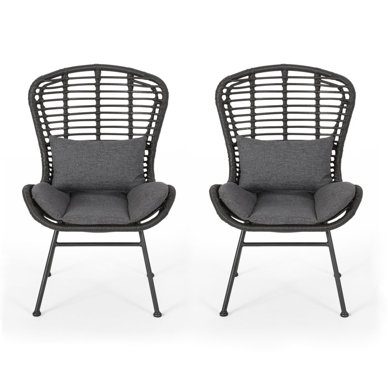 Frazer Outdoor Armless Lounge Chair, Gray Frame, Dark Gray