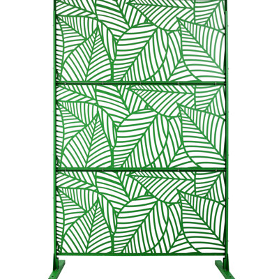 H 76 po x l 48 po, écran d'intimité décoratif en métal autoportant, panneau d'intimité extérieur et intérieur à motif de feuilles pour terrasse, balcon, patio et pelouse, vert clair (PS111)