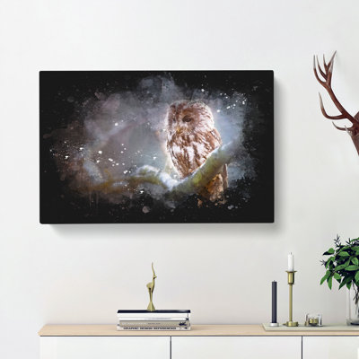 Owl Upon A Tree Branch - Wrapped Canvas
