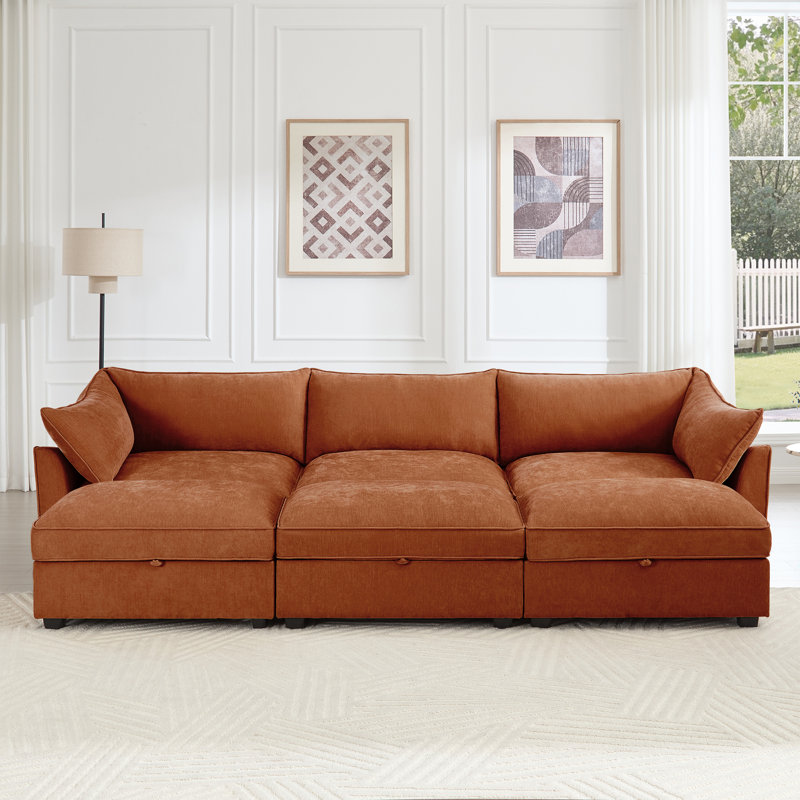 Canapé modulaire en chenille - Design polyvalent pour une expérience de salon luxueuse