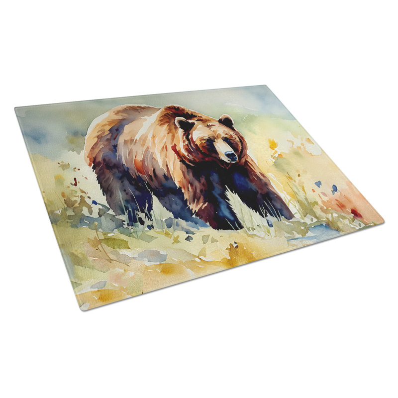 Grizzly Bear Glass Cutting Board Large
