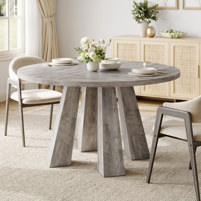 Table de salle à manger de 47 po pour 4 à 6 personnes, table de salle à manger en bois avec 4 pieds robustes, table de salle à manger à base stable pour le salon et un appartement, table unique