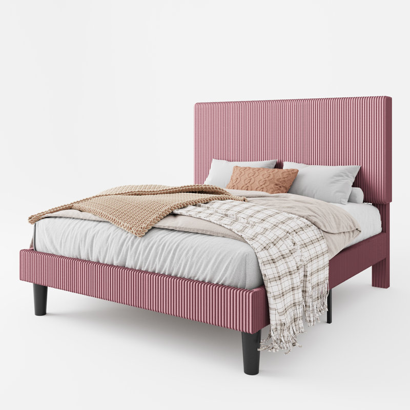 Modern Corduroy Upholstered Platform Bed Frame With Adjustable Headboard, Under Bed Storage, No Box Spring Required, Full Size,Queen Size,King Size,Multiple Colors